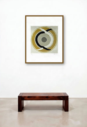 Duality (Rhythm) by artist S H Raza displayed in a Contemporary Hotel Suite