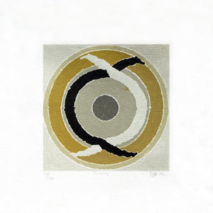 Duality (Rhythm) by S H Raza, Serigraph Serigraphs Abstract Painting on Paper, Small Square Wall Art