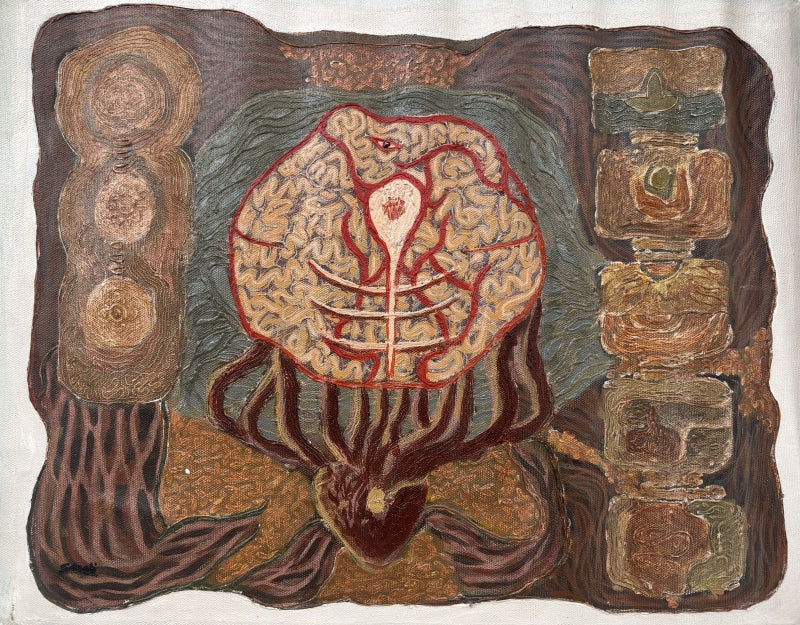 Duality Of The Self' contemporary mixed-media painting by artist Shyam Koli, 10x13 inch, on canvas