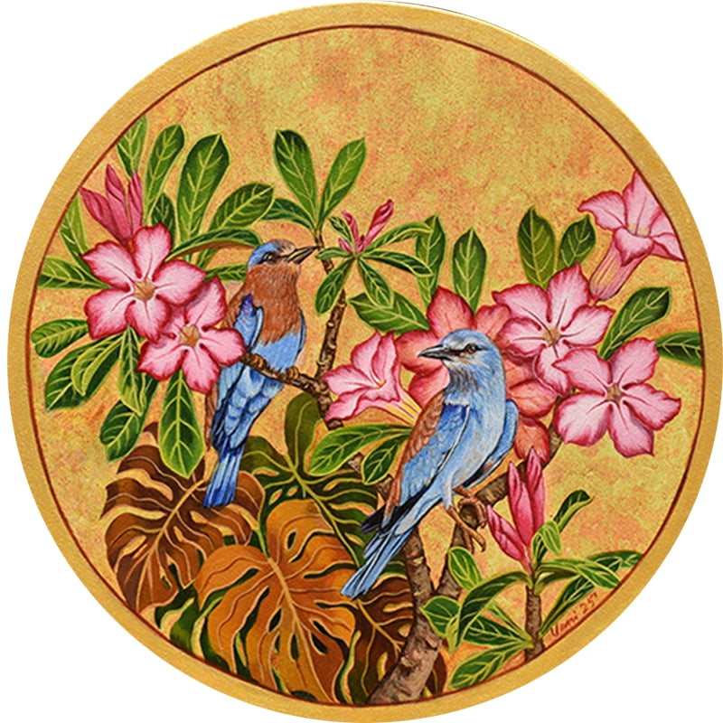 Duet 1' animals acrylic painting by artist Vani Chawla, 19x19 inch, on canvas