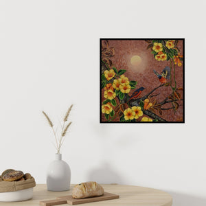 In-situ view of Vani Chawla's 'Duet 10 (Moonlit Birds)' painting in a room