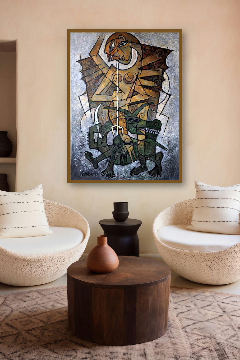 Durga 1 (Divine Strength) by artist Rupchand Kundu displayed in a Curated gallery