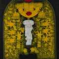 'Durga 2' religious mixed-media painting by artist Basuki Das Gupta, 48x36 inch, on canvas
