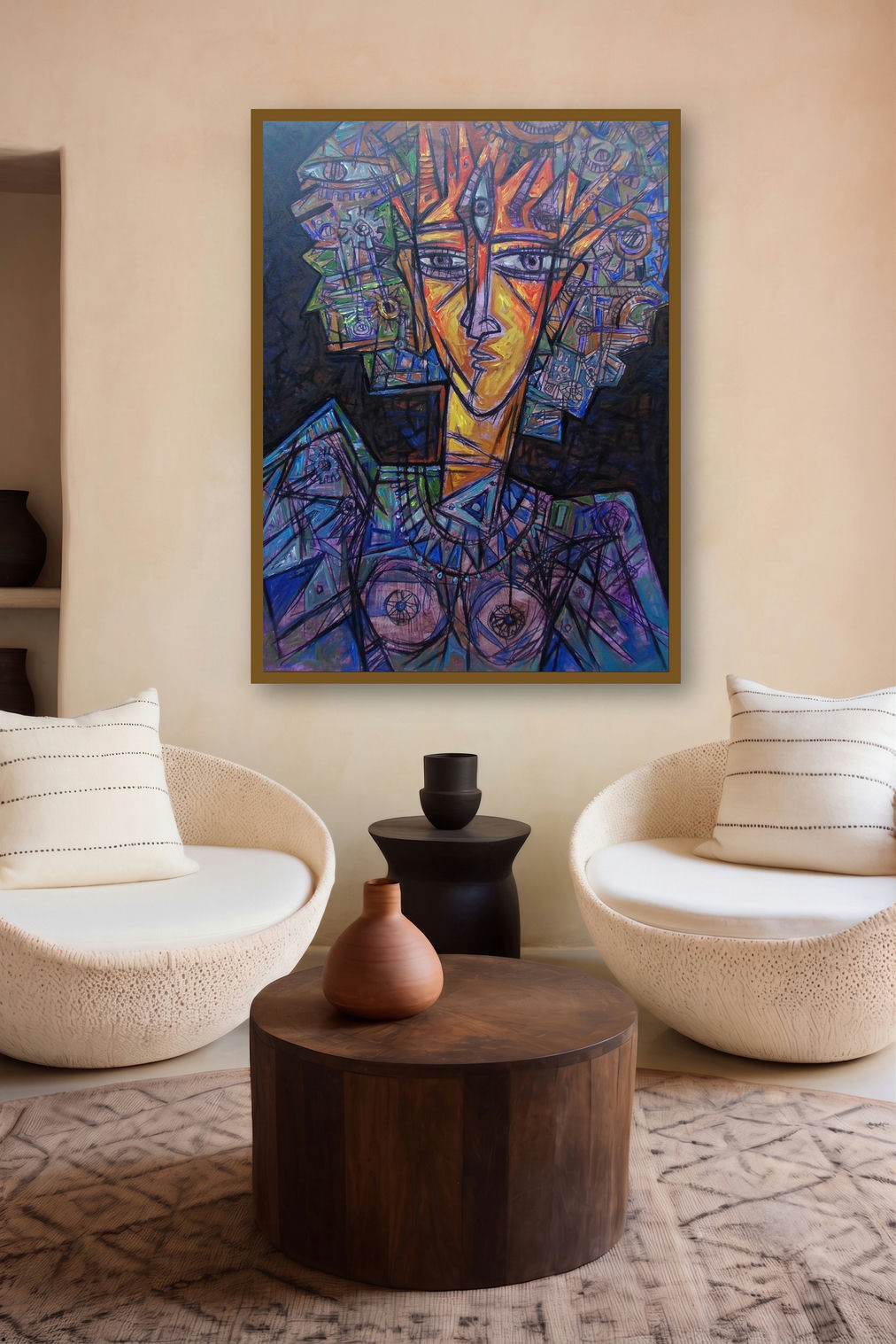 Durga (Cosmic Muse) by artist Rupchand Kundu displayed in a Contemporary Exhibition gallery