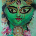 Religious soft-pastel drawing titled 'Durga Portrait', 17x12 inch, by artist Parboni Roy Ghosh on Pastel Paper