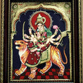 Religious tanjore traditional art titled 'Durga Tanjore Painting 1', 15x12 inches, by artist VANI VIJAY on Plywood