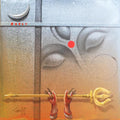 Religious acrylic painting titled 'Durgeswaree', 36x36 inches, by artist Gopal Chowdhury on Canvas
