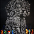 Dwarapalaka' religious acrylic-charcoal painting by artist Gangu Naidu Pv, 60x48 inch, on canvas