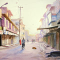 Cityscape watercolor painting titled 'Early Morning', 15x20 inches, by artist Ramesh Jhawar on Paper