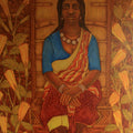 Figurative oil painting titled 'Earthen Native 22 (Baiga Tribe)', 48x36 inches, by artist Supriya Amber on Canvas