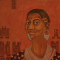 Figurative oil painting titled 'Earthen Native 4 (Baiga Tribe)', 15x15 inches, by artist Supriya Amber on Canvas