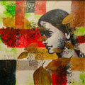 'Echoes Of Autumn 1' figurative mixed-media painting by artist Srinivasa Ram Makineedi, 24x24 inch, on canvas