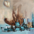 Echoes Of A City' abstract acrylic painting by artist Dilip Mali, 12x12 inch, on canvas