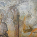 Echoes Of Passing (Diptych)' contemporary mixed-media painting by artist Naresh Soni, 36x108 inch, on canvas
