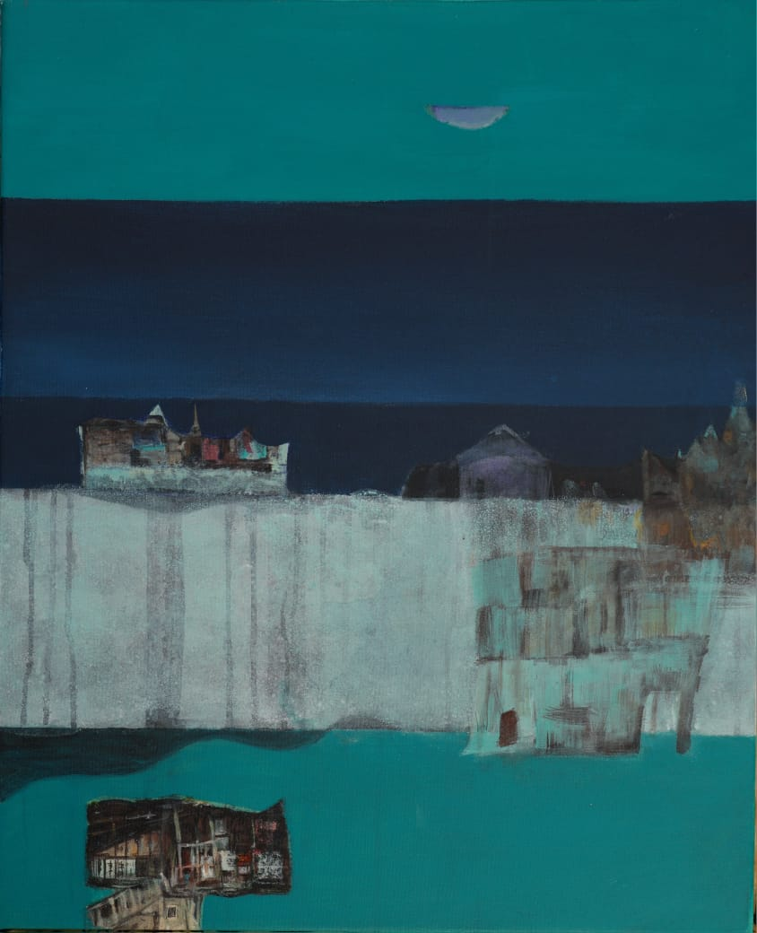Echos Of Habitat 6' contemporary acrylic painting by artist Jigisha Mulaye, 30x24 inch, on canvas