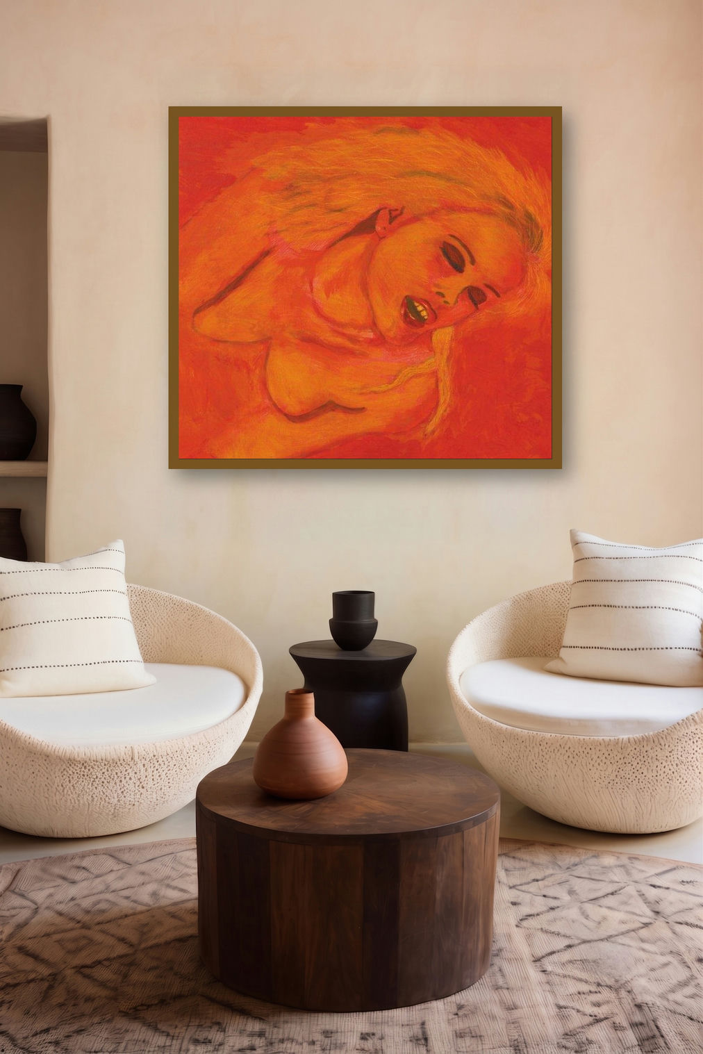 Ecstacy (Crimson Contemplation) by artist SIMON MASON displayed in a Curated gallery