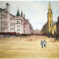 Cityscape watercolor painting titled 'Edinburgh Royal Mile Scotland', 7x11 inches, by artist Arunava Ray on Paper