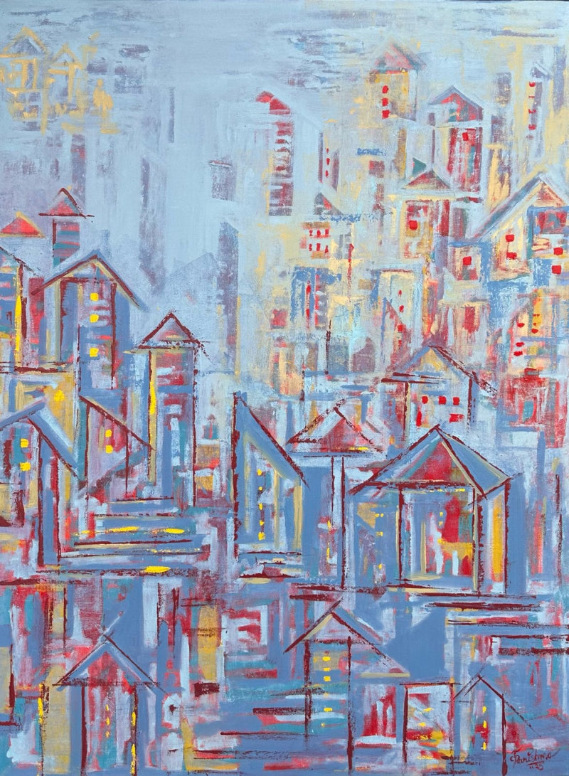 Ek Nayee Subah' abstract oil painting by artist Karishma Wadhwa, 48x36 inch, on linen