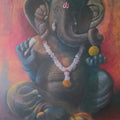 Religious acrylic painting titled 'Ekadanta', 53x36 inch, by artist Gopal Pardeshi on Canvas