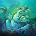 Religious oil painting titled 'Ekadanta', 34x42 inch, by artist Namdev M Patil on Canvas