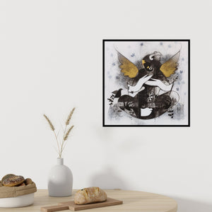 In-situ view of Amol Pawar's 'Ekdant (Golden Wings)' painting in a room