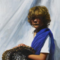 Figurative oil painting titled 'El vendedor de sombreros', 36x20 inches, by artist Jose Higuera on Canvas