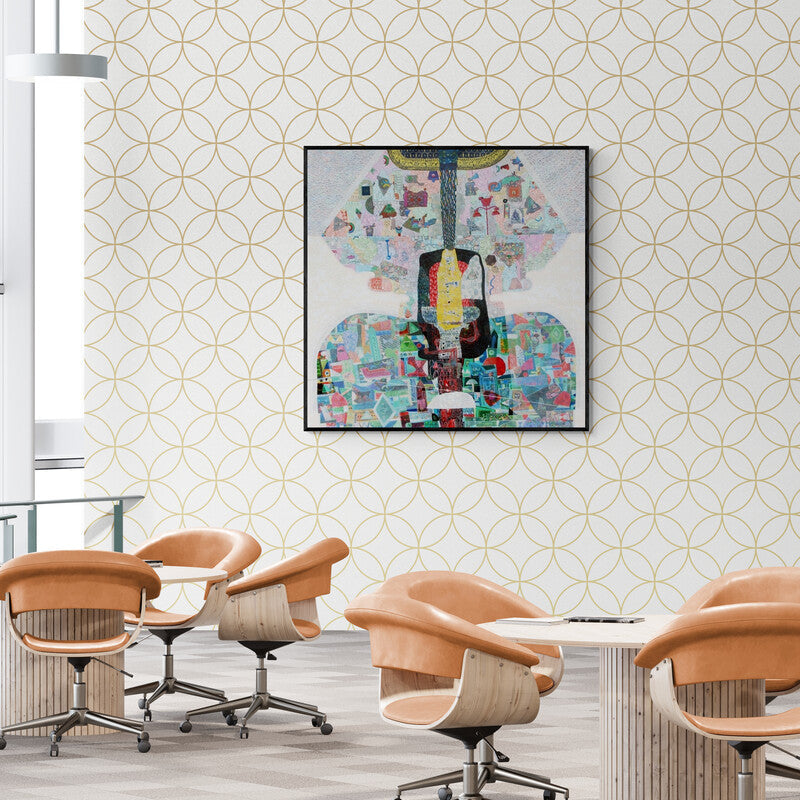 Sunil Yadav's painting 'Elements Of Nature 1 (A Tapestry of Life)' displayed in a modern living room setting