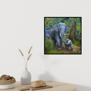 In-situ view of Vasudeo Kamath's 'Elephant' painting in a room