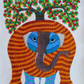 Animals gond traditional art titled 'Elephant 4', 32x27 inches, by artist Choti Gond Artist on Canvas