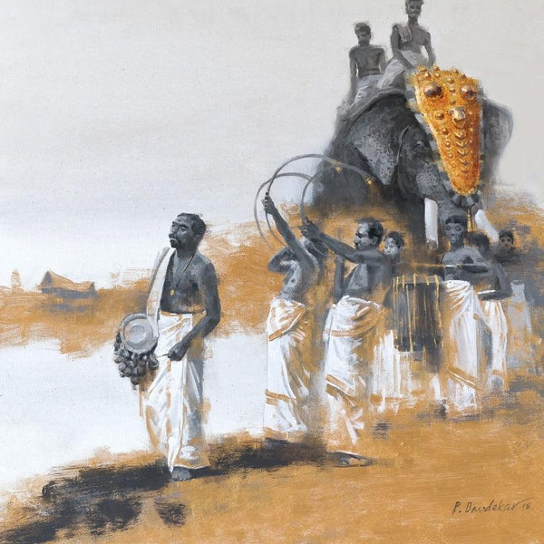 Elephant Procession 1 Painting by Pankaj Bawdekar | ArtZolo.com
