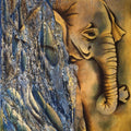 Animals mixed-media painting titled 'Elephantine Expression 2', 84x54 inch, by artist Ruchi Singhal on Canvas