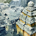 Religious watercolor painting titled 'Ellora 1', 22x30 inches, by artist Yojana Dehankar on Arches Paper