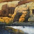 Landscape watercolor painting titled 'Ellora Cave', 14x21 inches, by artist NanaSaheb Yeole on Paper