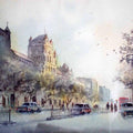 Cityscape watercolor painting titled 'Elphinstone College', 22x15 inches, by artist Swapnil Mhapankar on handmade paper