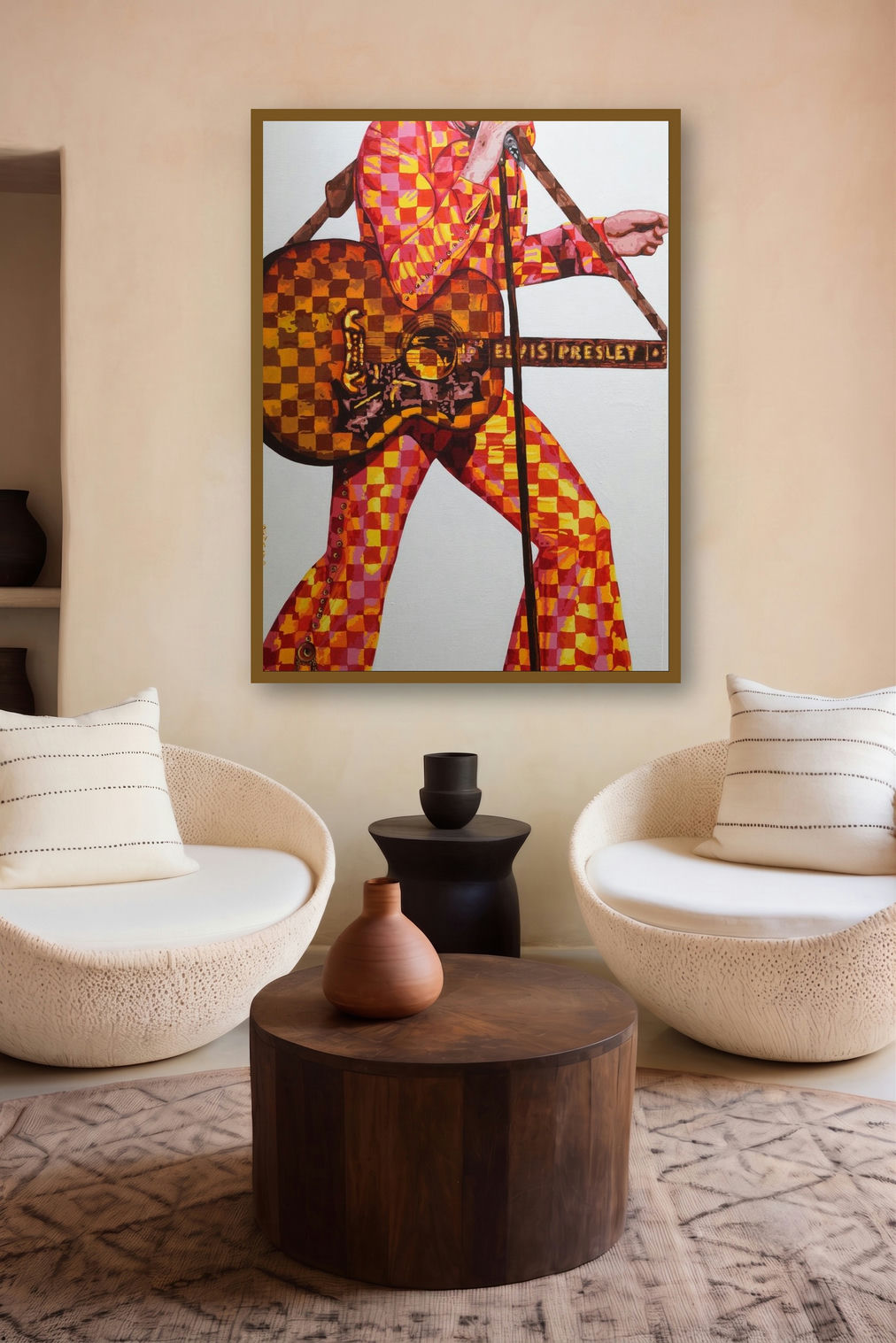 Elvis Presle (Road Trip Romance) by artist Sonaly Gandhi displayed in a Luxury gallery