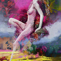 Elysian Muse' nude mixed-media painting by artist Anil Kumar, 45x32 inch, on canvas