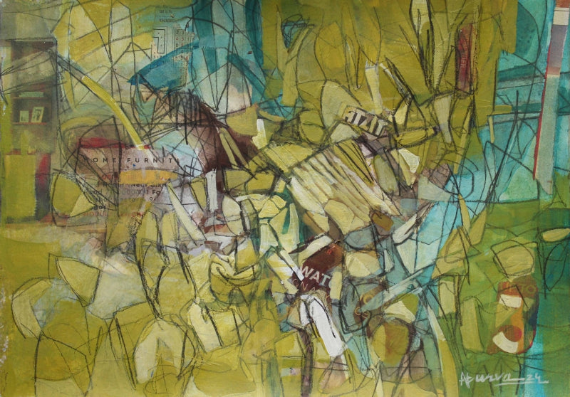 Embers Of Expression 3' abstract mixed-media painting by artist Apurva Singh, 8x12 inch, on paper