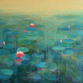 'The Emerald Hour' nature acrylic painting by artist Amita Dand, 30x40 inch, on canvas