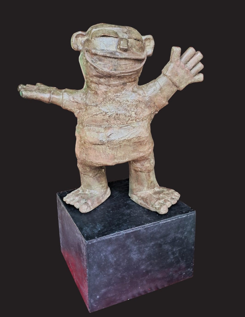 'Emoji 2' figurative Bronze sculpture by artist Pintu Biswas, 14x13 inch, on bronze