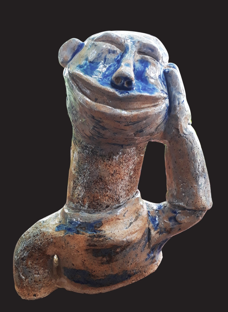 'Emoji 3' figurative Ceramic, StoneWare sculpture by artist Pintu Biswas, 8x7 inch, on ceramic, stoneware