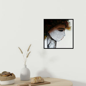 In-situ view of Mukesh Salvi's 'Emotion Of Life 3 (Woman in Profile)' painting in a room