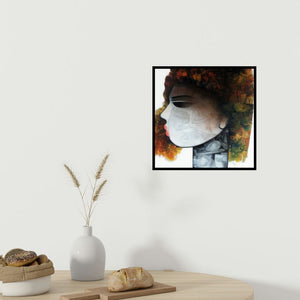 In-situ view of Mukesh Salvi's 'Emotion Of Life 4 (Woman in Profile)' painting in a room