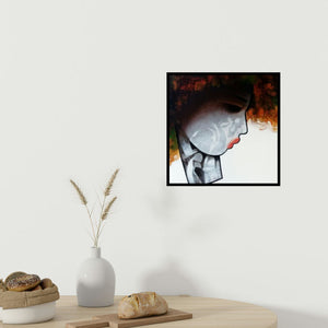 In-situ view of Mukesh Salvi's 'Emotion Of Life 5 (Woman in Profile)' painting in a room