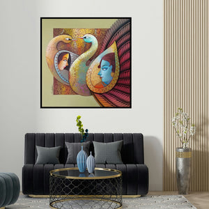 'Enchant 8 (Eternal Love)' painting by Sanjay Tandekar shown on a wall in a furnished room.