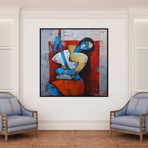 In-situ view of Deepa Vedpathak's 'Enchanting 3 (Strings of Serenity)' painting in a room