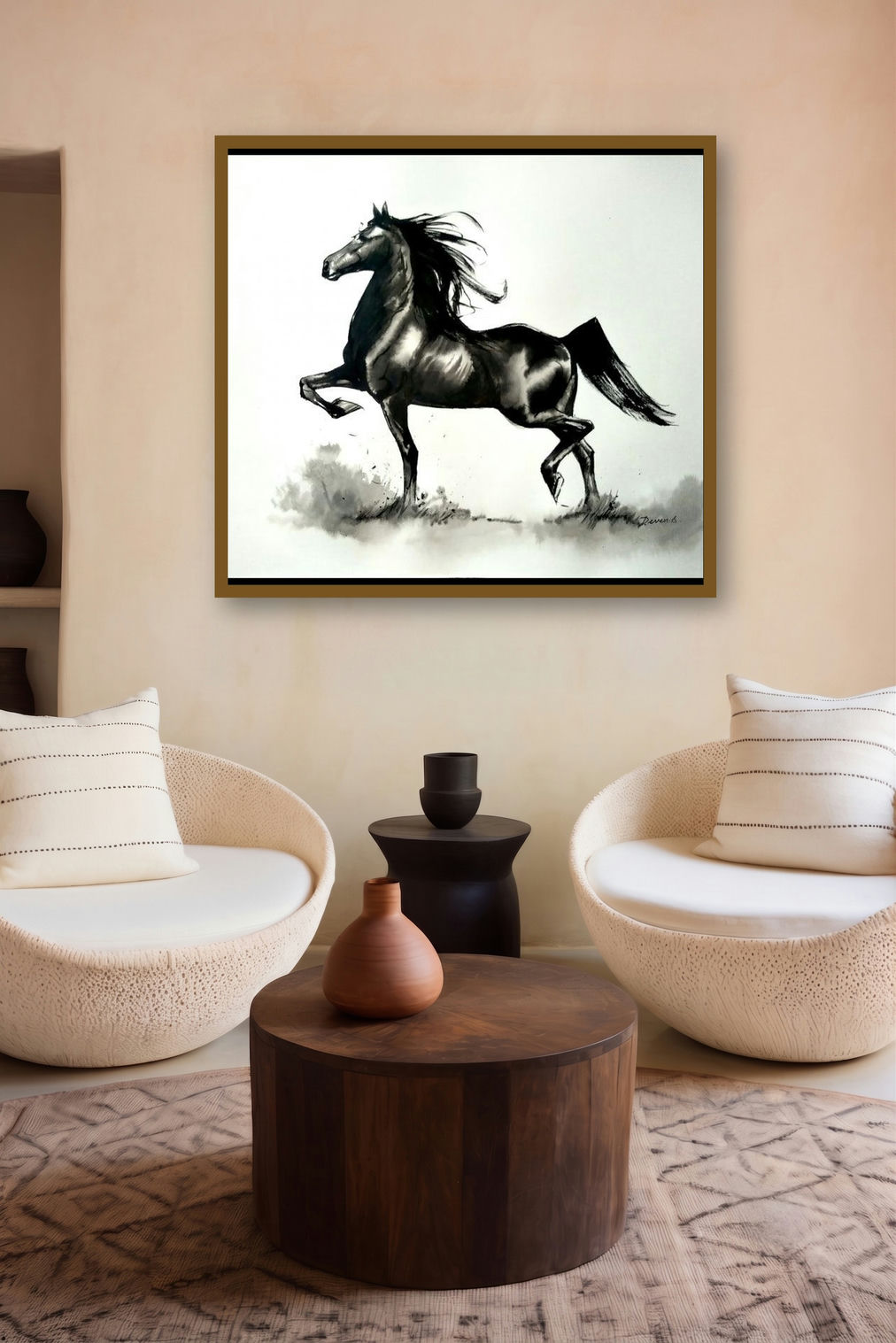 Endurance 01 (Dashing Stallion) by artist Deven Ramesh Bhosale displayed in a Luxury gallery