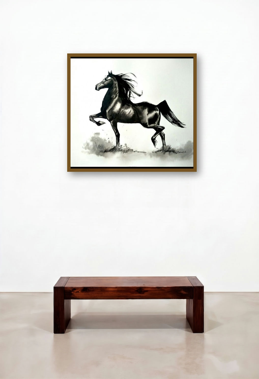 Endurance 01 (Dashing Stallion) by artist Deven Ramesh Bhosale displayed in a Classic Living Room