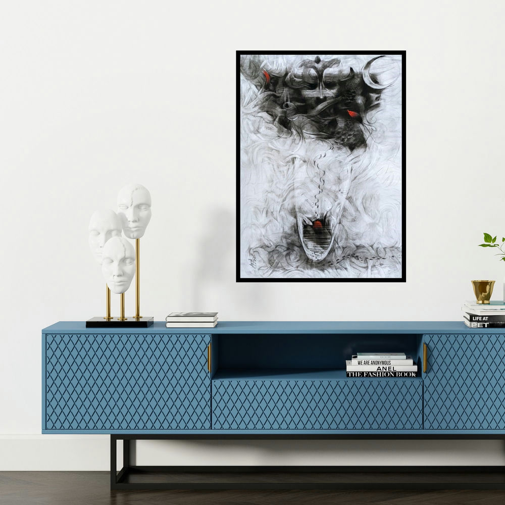 'Energy' painting by Anas Sultan shown on a wall in a furnished room.