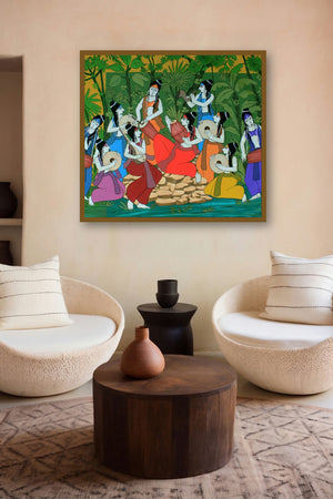 Ensemble (Musical Gopis in the Forest) by artist Chetan Katigar displayed in a Designer gallery
