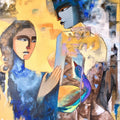 Entangled' figurative oil painting by artist Kavita Tambolkar, 30x24 inch, on canvas